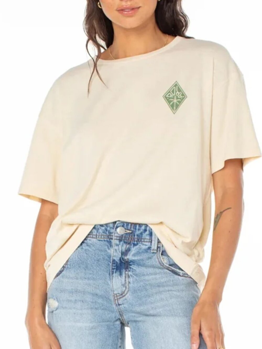 Roxy Wave Riders design shirt diamond palm tree vintage look XS crew neck